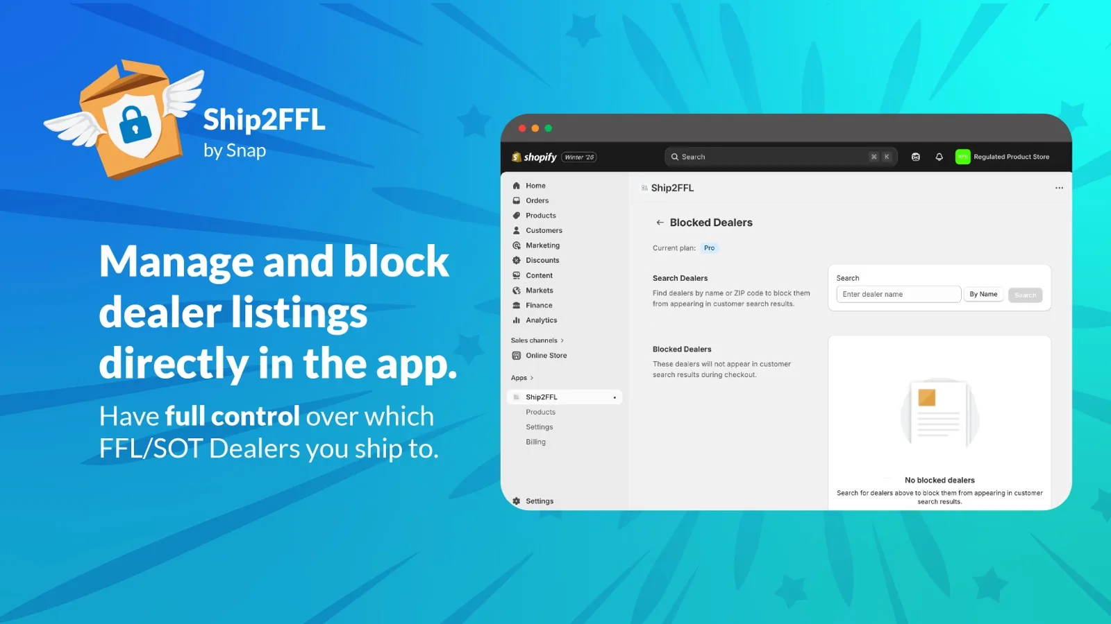 Managing and blocking FFL and SOT dealer listings directly inside the Ship2FFL admin.